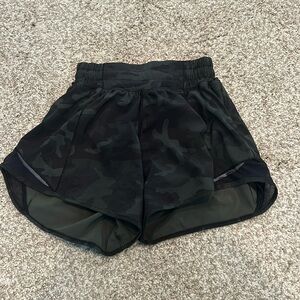 Lululemon hotty hot athletic shorts, barely worn, green and black camo